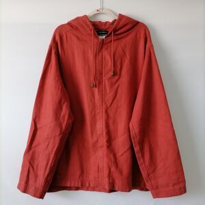 Casual Classics by Lord & Taylor Womens Red Pure Linen Full Zip Hoodie Size M